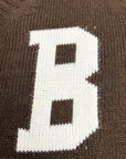 V NECK BROWN SWEATER