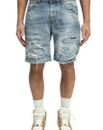 RIPPED BLUE SHORTS