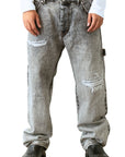 GREY WASH RIPPED BAGGY