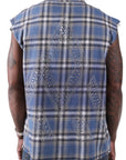 RHINESTONE FLANNEL SLEEVELESS BLUE