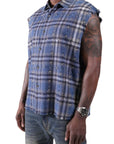 RHINESTONE FLANNEL SLEEVELESS BLUE