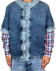 DENIM BASEBALL JERSEY SHIRT