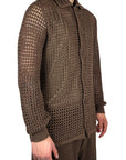 BROWN PERFORATED SHIRT