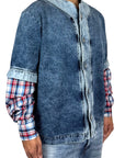 DENIM BASEBALL JERSEY SHIRT