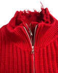 RED HALF DOUBLE ZIP SWEATER