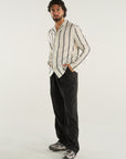 BLACK VERTICAL STRIPE SHIRT