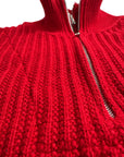 RED HALF DOUBLE ZIP SWEATER