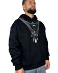 BLACK HOODIE EMBROIDERED CHAINS