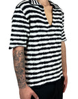 STRIPED COTTON KNIT POLO SHIRT