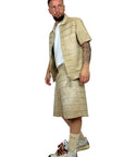 BEIGE WASHED SEAMS SHORTS