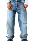 LIGHT WASH RIPPED BAGGY