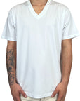 WHITE V-NECK IMB TEE