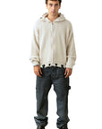 CREAM BROKEN ZIP HOODIE