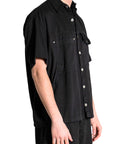 DOUBLE POCKETS BLACK SHIRT
