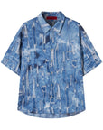 PATCH WORK DENIM SHIRT BLUE