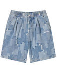 PATCH WORK DENIM SHORT BLUE