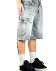 GREY DARK WASH CARGO SHORTS