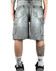 GREY DARK WASH CARGO SHORTS