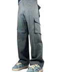 GREY WOOL MIXED CARGO PANTS