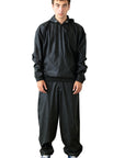 ECO LEATHER BLACK HOODIE