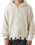 CREAM BROKEN ZIP HOODIE