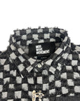 RIPPED CHECK GREY SHIRT