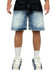 BLUE SHORTS WITH BLACK PLATING