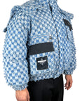 RIPPED CHECK DENIM BOMBER