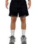 REPEATED CUTS SHORTS BLACK