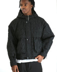 BLACK CROPPED QUILTED BOMBER