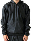 ECO LEATHER BLACK HOODIE