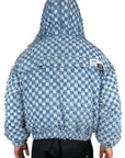 RIPPED CHECK DENIM BOMBER