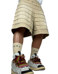 BEIGE WASHED SEAMS SHORTS