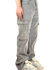 VELVET DENIM GREY CARGO BAGGY