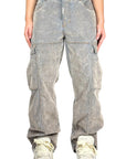VELVET DENIM GREY CARGO BAGGY