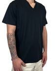 BLACK V-NECK IMB TEE