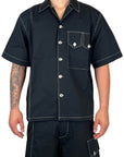 BLACK SHIRT WHITE STITCHING