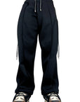 BLACK SUIT PANTS MULTI-LACE