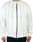 STUDIO DNC PRINT WHITE ZIP SWEATSHIRT