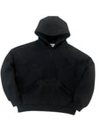 DOUBLE POUCH STITCHING BLACK HOODIE