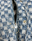 RIPPED CHECK DENIM BOMBER
