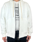 STUDIO DNC PRINT WHITE ZIP SWEATSHIRT