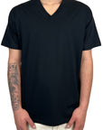 BLACK V-NECK IMB TEE