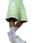 GREEN WASHED SEAMS SHORTS