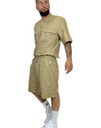 BEIGE LINEN SHORTS