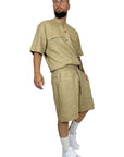 BEIGE LINEN SHORTS