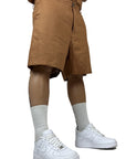 BROWN LINEN SHORTS