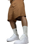 BROWN LINEN SHORTS