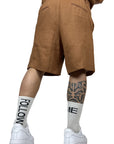 BROWN LINEN SHORTS