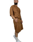 BROWN LINEN SHORTS